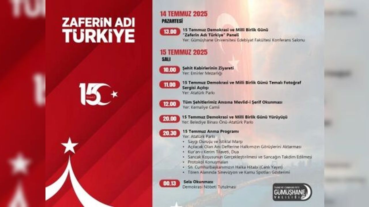 Gümüşhane, 15 Temmuz’da Demokrasi İçin Tek Yürek Olacak