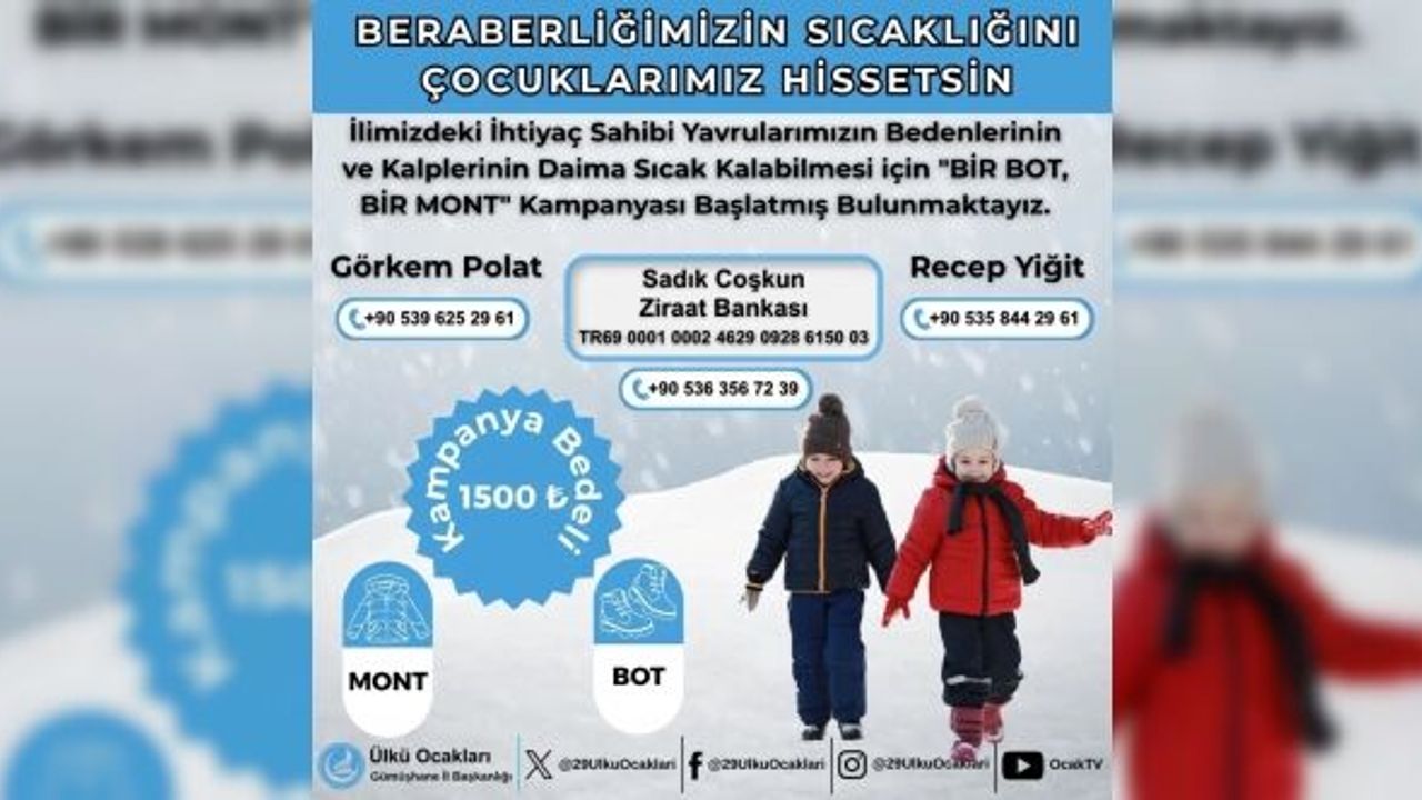 Gümüşhane Ülkü Ocakları’ndan Gönül Seferberliği: "Bir Bot Bir Mont"