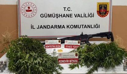 Gümüşhane’de kaçak alkol, kenevir ve ruhsatsız silah ele geçirildi