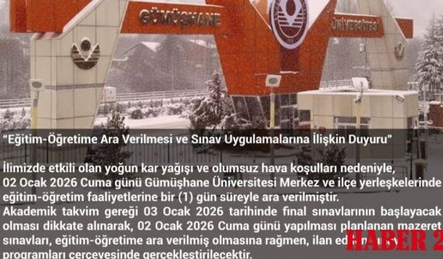 Gümüşhane Üniversitesi’nde Kar Tatili  Eğitime 1 Gün Ara Verildi