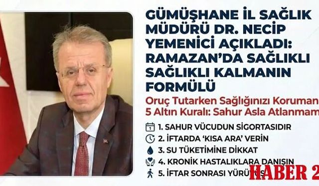 Gümüşhane İl Sağlık Müdürü Dr. Necip Yemenici’den Altın Değerinde Ramazan Tavsiyeleri