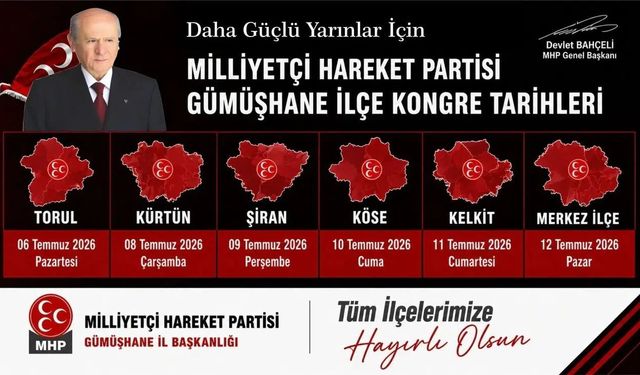 MHP Gümüşhane İlçe Kongre Takvimi Resmi Olarak Açıklandı