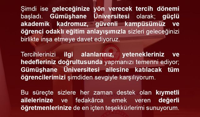 YKS Sonuçları Açıklandı: Rektör Yıldız Geleceğin Üniversitelilerine Seslendi