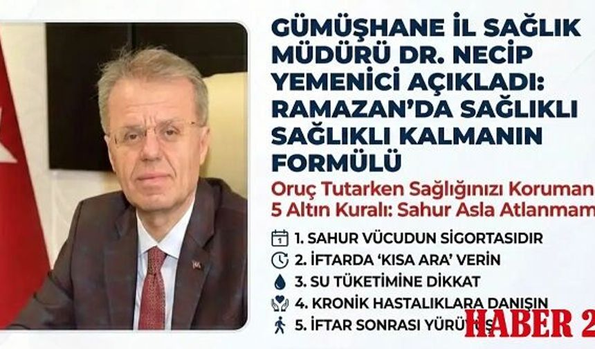 Gümüşhane İl Sağlık Müdürü Dr. Necip Yemenici’den Altın Değerinde Ramazan Tavsiyeleri