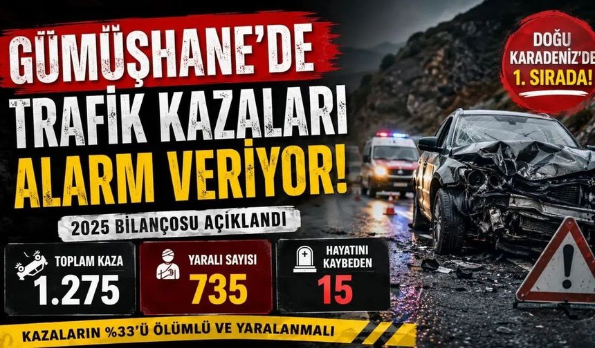 TÜİK 2025 Verileri: Gümüşhane Yolları 15 Can Aldı, 735 Yaralı!