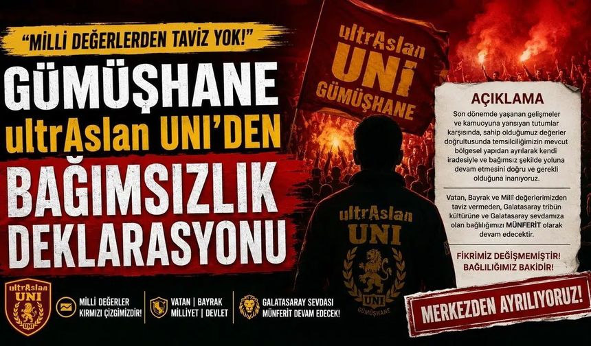 "Milli Değerlerden Taviz Yok": Gümüşhane ultrAslan UNI’den Bağımsızlık Deklarasyonu