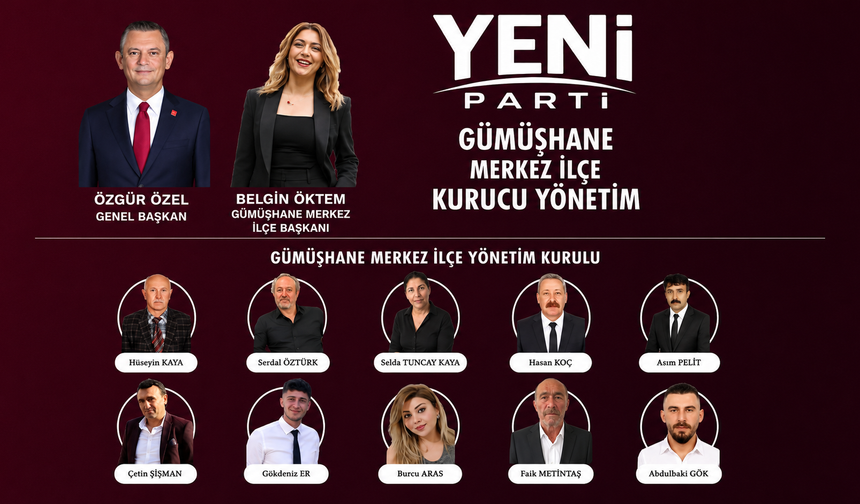 Yeni Parti Gümüşhane Merkez İlçe Yönetim Kurulu Listesi Açıklandı